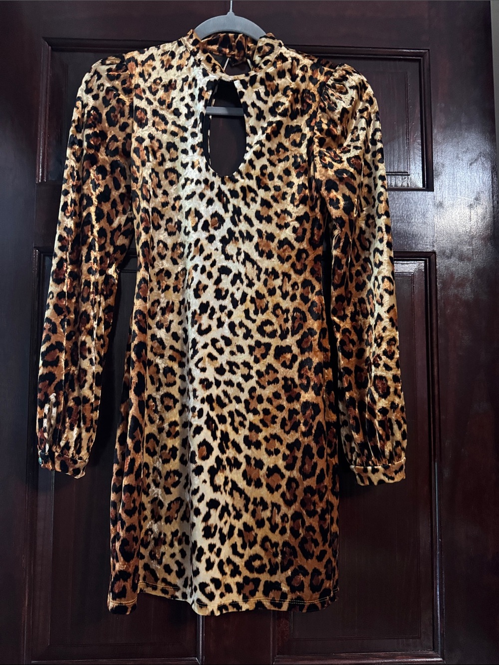 silence + noise Leopard Print Keyhole Mini Dress - Brown & Black